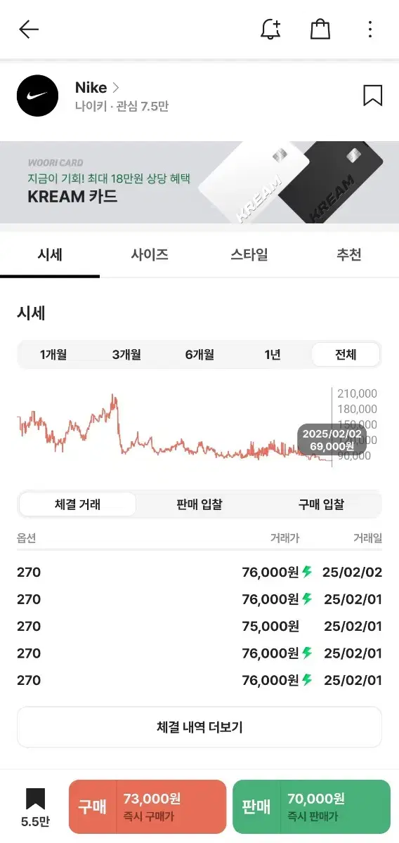 새상품 나이키 킬샷 2 세일 미드나잇 네이비 270